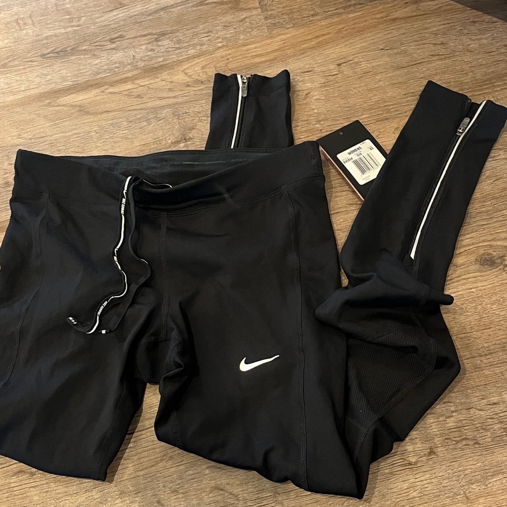 Nike Black Running Leggings with Zipper